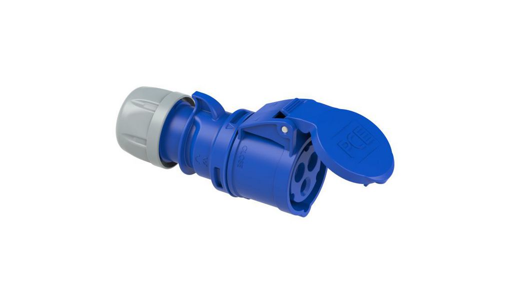 CEE Socket SHARK, Blue / White, 3P, Cable Mount, 2.5mm², 16A, IP44, 230V