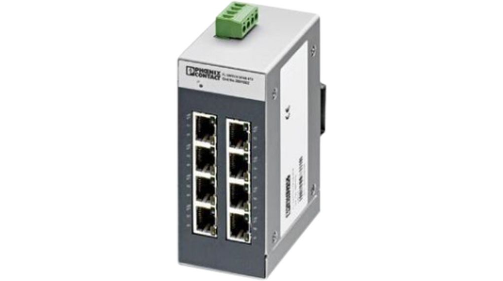 Ethernet-switch, RJ45-porter 8, 100Mbps, Uadministrert