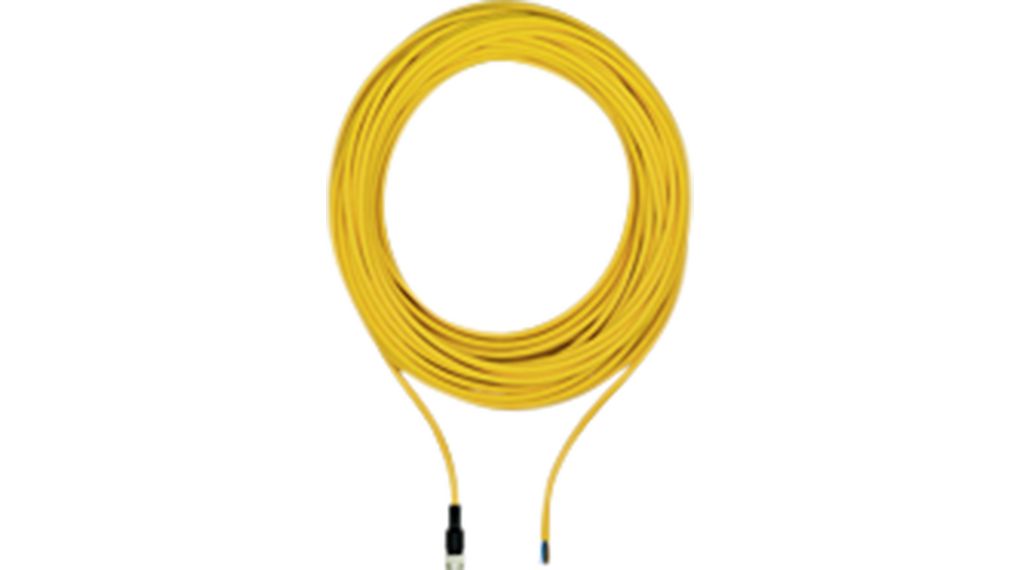 Cordset, M12 Socket - Bare End, 4 Conductors, 5m, IP67, Yellow