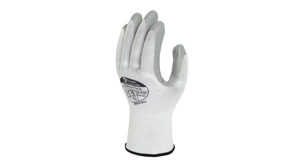 Protective Gloves, Nitrile / Polyamide, Glove Size 8, White, Pack of 144 Pairs