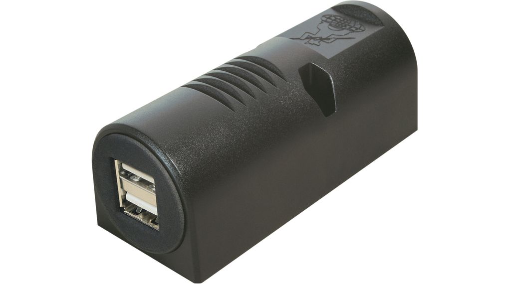 USB-tápaljzat, Aljzatlemez, USB-A , Egyenes, Állások - 2
