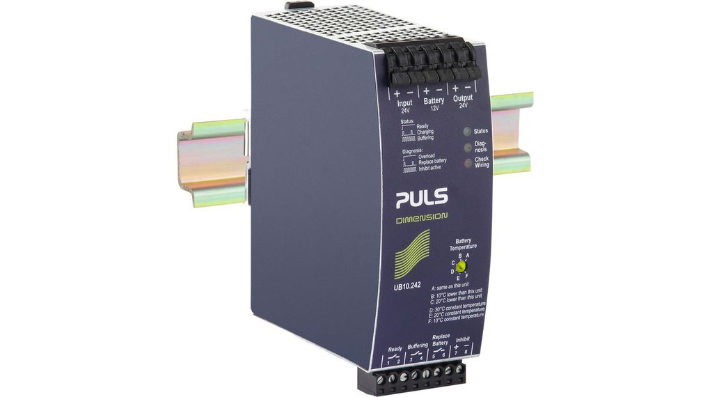 UPS-kontrollenhet med likestrøm, UB, DIN-skinnemontering, 22.5V, 1x Fjærklemmeterminal