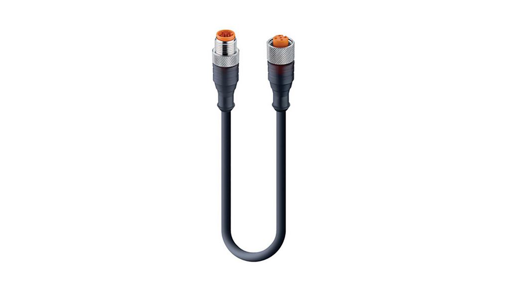 Male 5 way M12 to Female 5 way M12 Sensor Actuator Cable, 10 m, Straight Conductors, 10m, IP65 / IP67