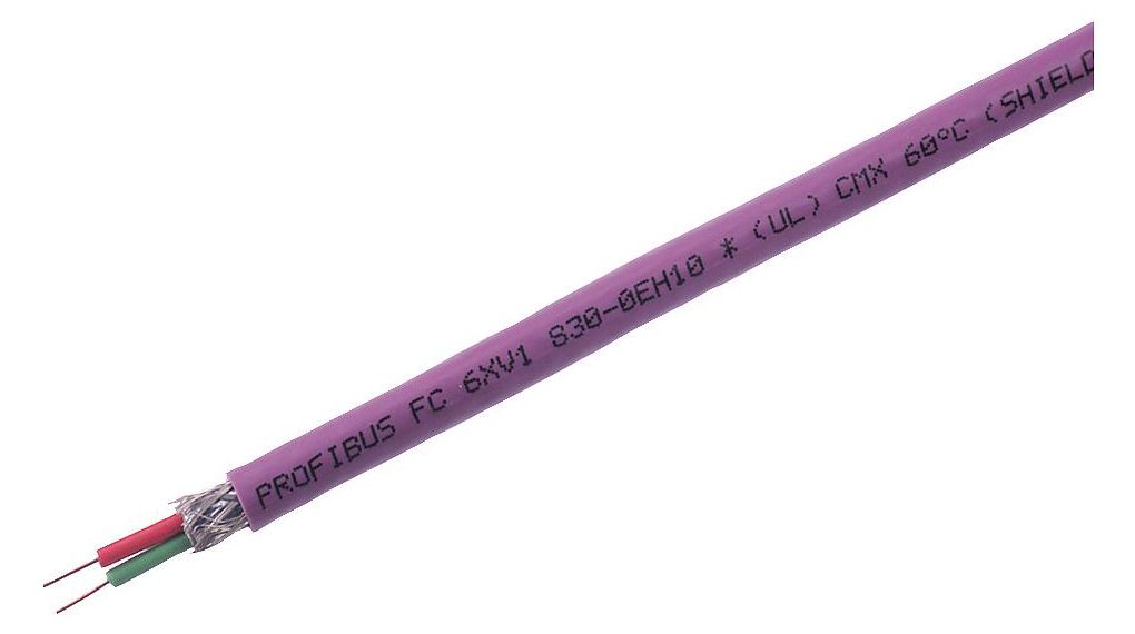 Siemens 6XV1830 Series Data Cable, 2 Cores, 50.26 mm², Screened, 20m, Aluminium Foil, Tinned Copper Braid Shield,x2x50.26mm² Tinned Copper Violet