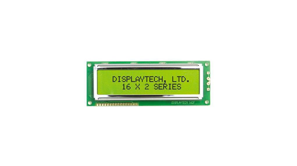Displaytech 162F-FC-BC-3LP Alphanumeric LCD Display, Black on White, 2 Rows by 16 Characters, Transflective