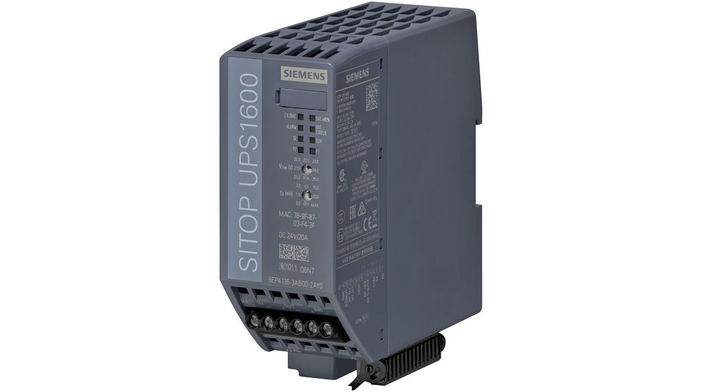 Siemens 21 → 29V dc Input DIN Rail Mount Uninterruptible Power Supply (480W), DIN-Schienenmontage