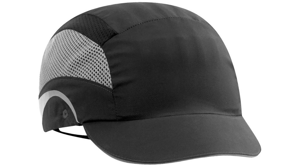 Black Short Peaked Bump Cap, HDPE Protective Material