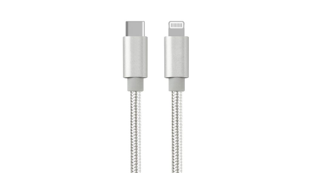 Câble, Fiche USB C - Apple Lightning, 3m, USB 2.0, Blanc