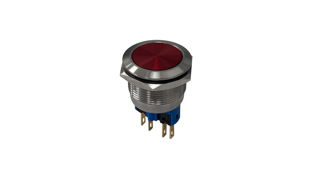 Anti-Vandal Push-Button Switch, 1CO, Momentary Function, IP65, Blade Terminal, 2.8 x 0.5 mm