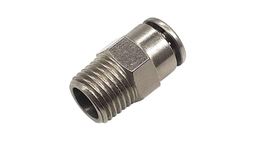 Fitting, Brass, 31.5mm, R1/4", Male Thread - Ø12 mm, Push-In Connector