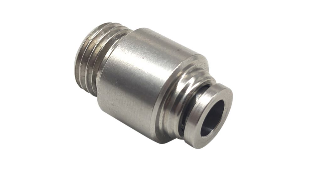 Fitting, Stainless Steel, 21.7mm, R1/8", Male Thread - Ø6 mm, Push-In Connector