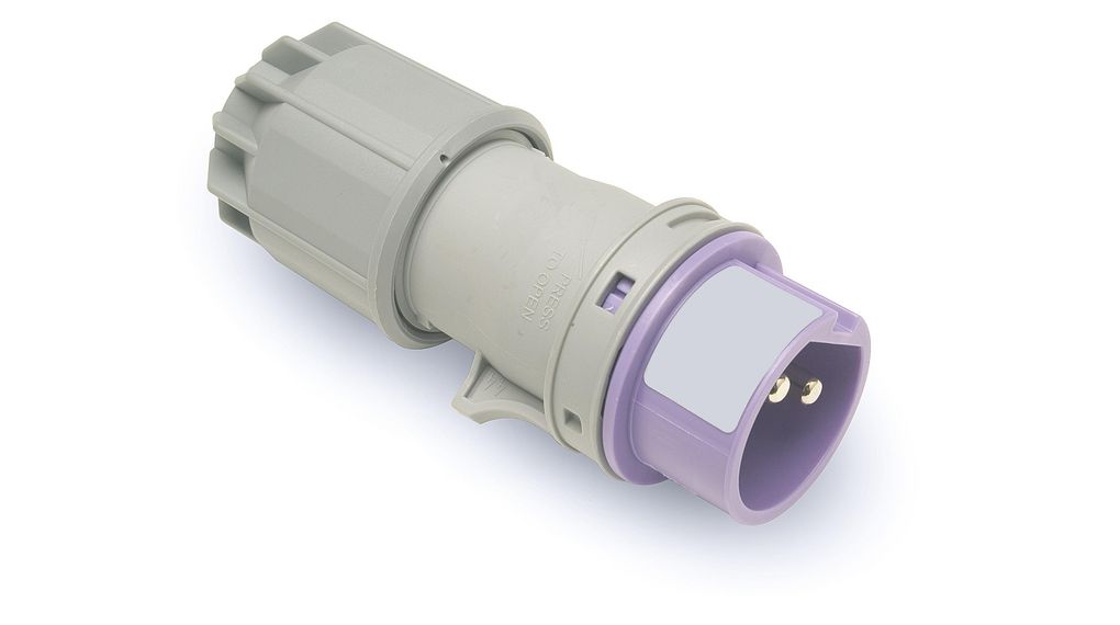 CEE Plug, Purple, 2P, Cable Mount, 16A, IP44, 25V