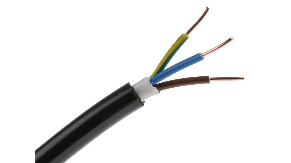 Câble électrique, noir. 50m, 4 fils, 1.5mm²