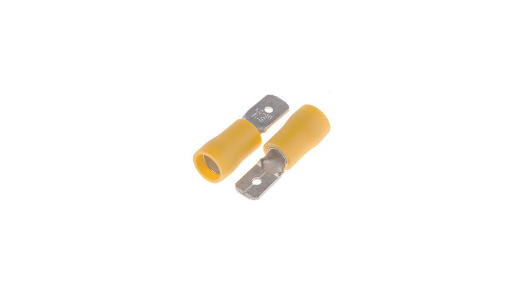 Flatstiftskontakt, Delvis isolerad, Gul, 4 ... 6mm², Kontakt, Paket med 100 delar