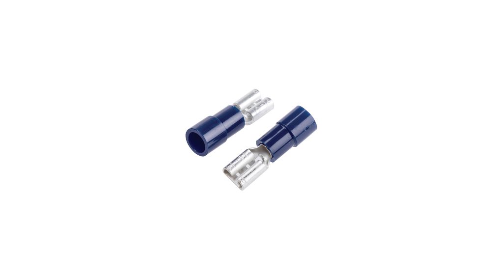Spade Connector, Partially Insulated, Blue, 1.5 ... 2.5mm², Socket, Pack of 100 pieces