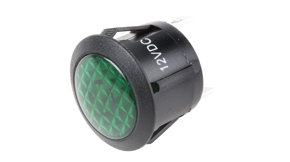 LED Indicator Solder Lug Terminal Green DC 12V 20.8mm