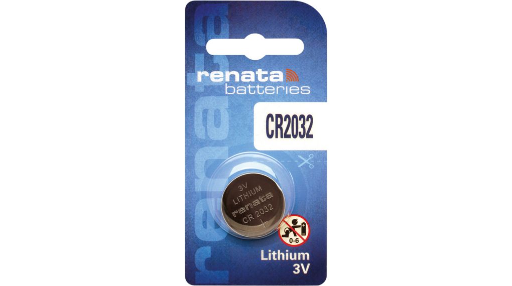 Knappcellsbatteri, Litium, CR2032, 3V, 225mAh
