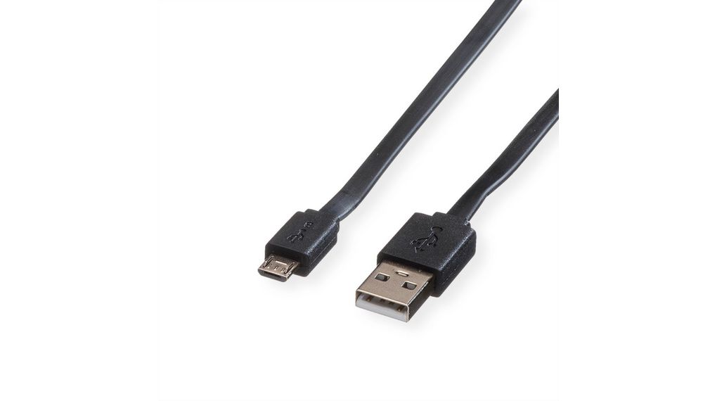 Cable, USB A dugó - USB Micro-B dugó, 1m, USB 2.0, Fekete