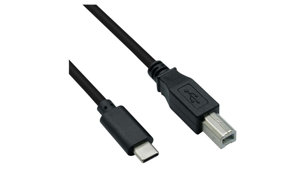 Cable, USB C dugó - USB B dugó, 1.8m, USB 2.0, Fekete