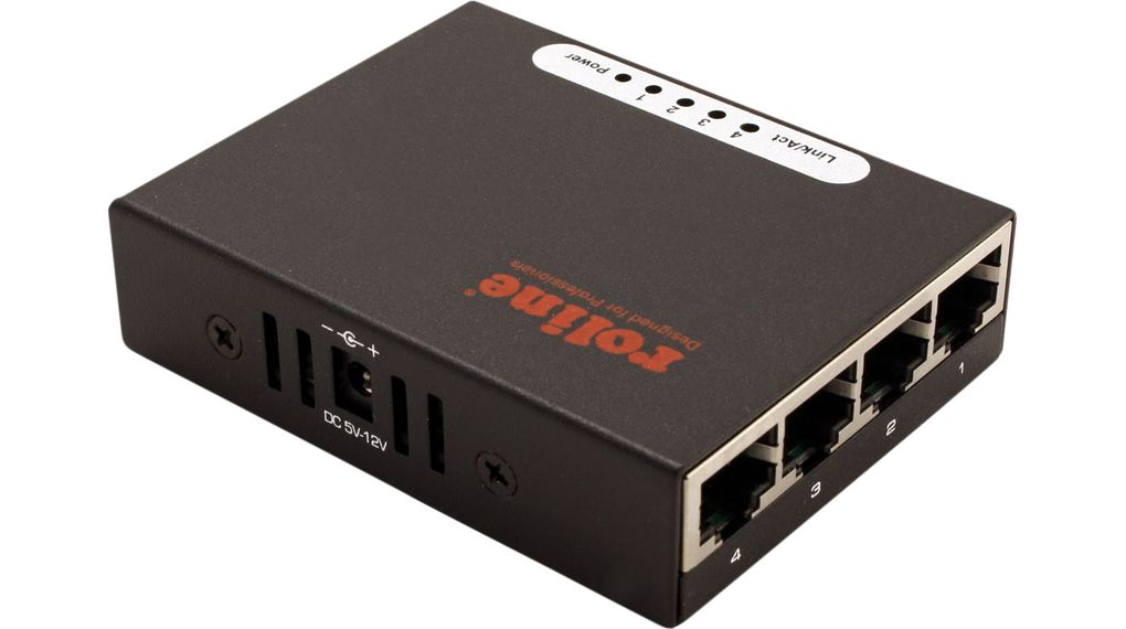 Ethernet-schakelaars, RJ45-poorten 4, 1Gbps, Niet beheerd