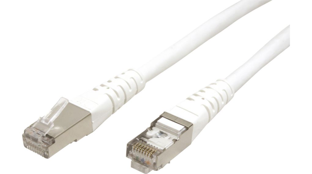 Patch-kabel, RJ45-plugg - RJ45-plugg, Cat 6, S/FTP, 300mm, Hvit
