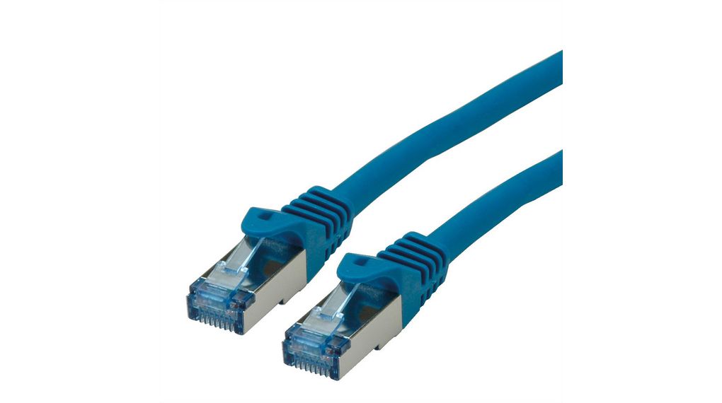 Patch-kábel, RJ45-dugó - RJ45-dugó, Cat 6a, S/FTP, 500mm, Kék