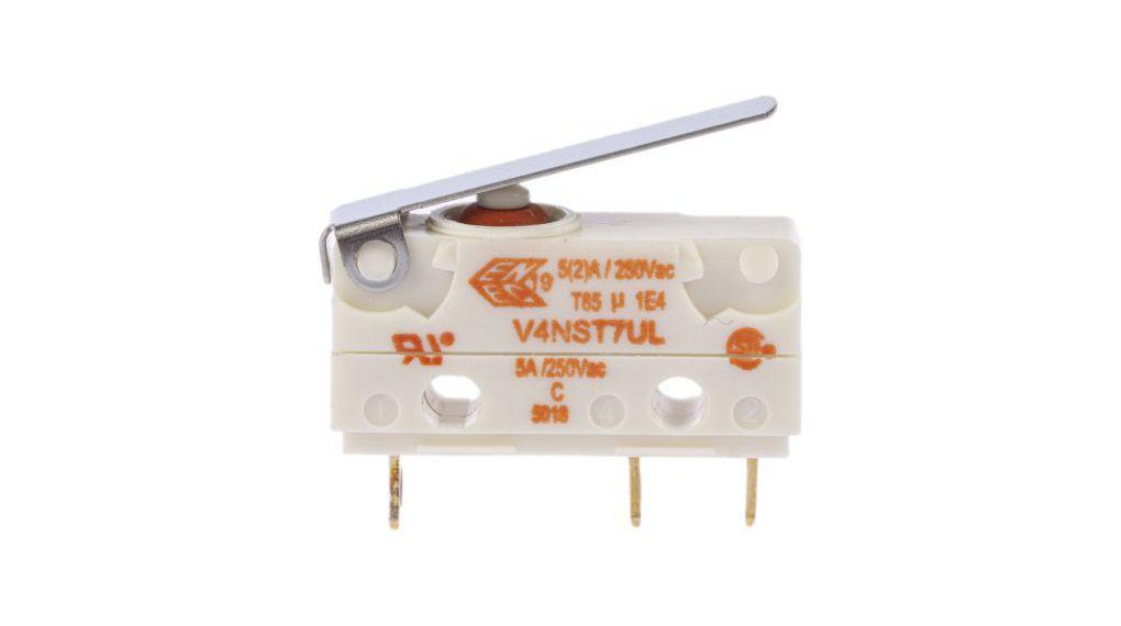 Saia-Burgess Short Lever Micro Switch, Solder Terminal, 5 A @ 250 V ac, SPDT, IP67