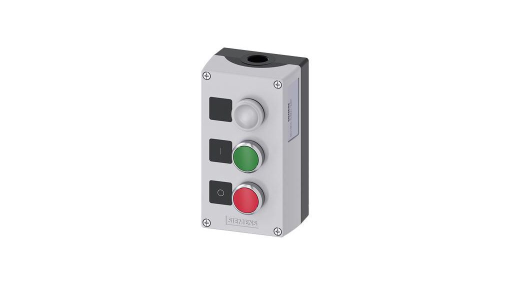 Steuerstation mit 2 Drucktastern und Signalleuchte, Grün, rot, transparent, 1 Öffner + 1 Schliesser, Schraubklemme