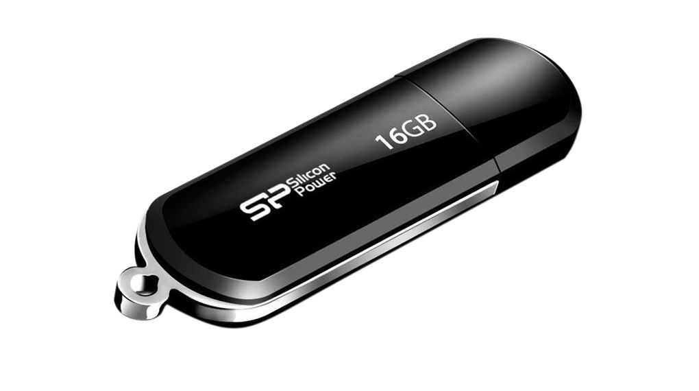 USB-Stick, LuxMini, 16GB, USB 2.0, Schwarz/silber