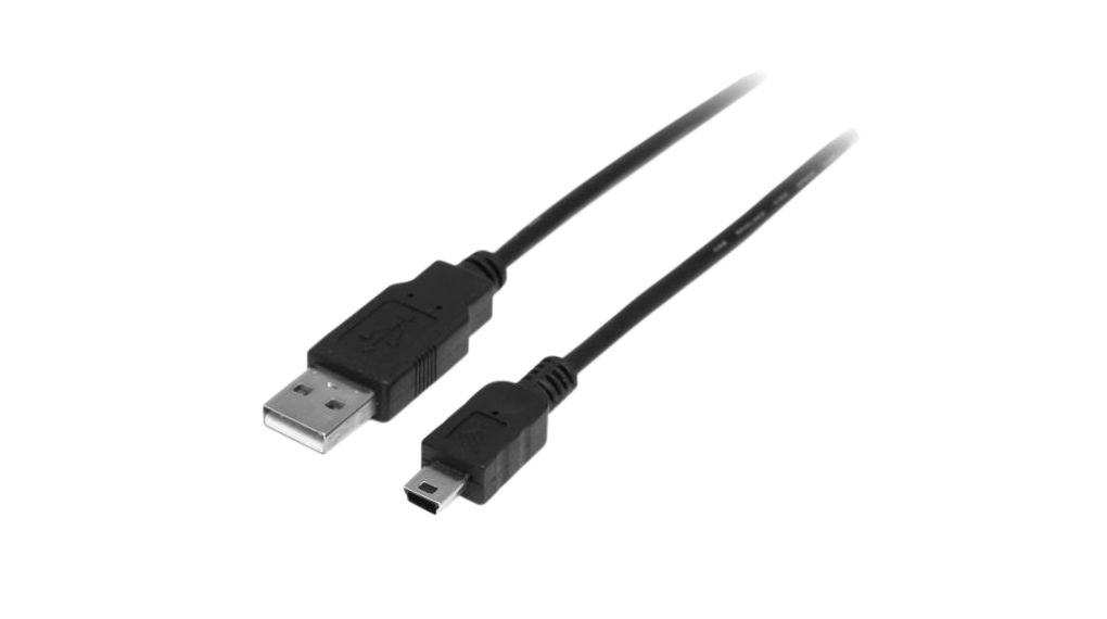 Kabel, USB-A-plugg - USB Mini-B, 2m, USB 2.0, Svart