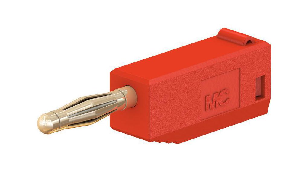 Stackable Banana Plug, Red, Gold-Plated, 60V, 10A