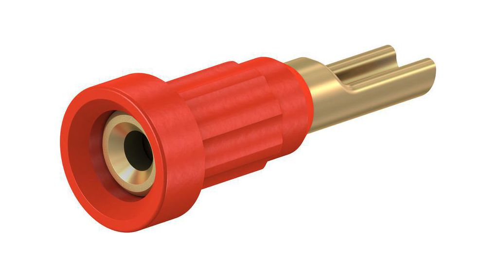 Press-in Socket ø1mm Red 20A 60V Gold-Plated