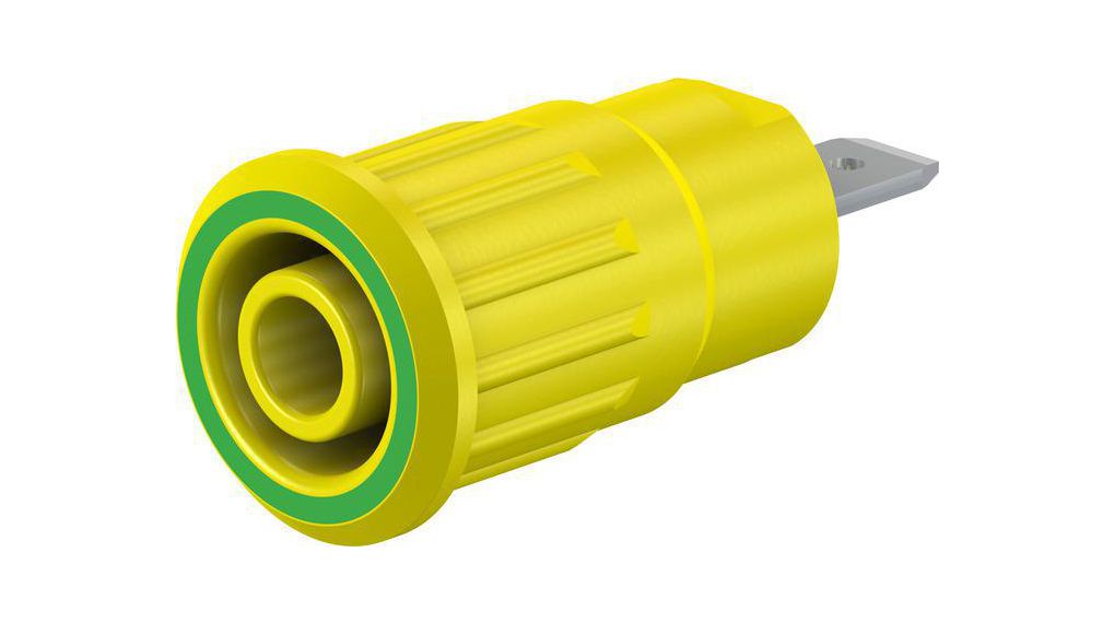 Safety Socket ø4mm Green / Yellow 24A 1kV Nickel-Plated
