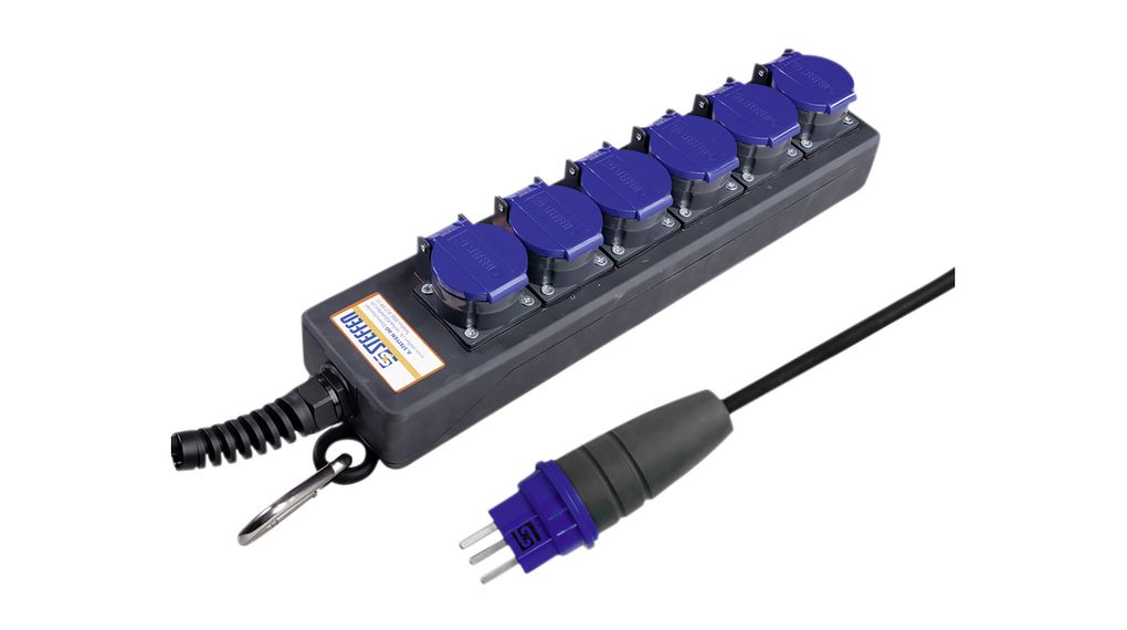 Prodlužovací kabel PROFESSIONAL 6x Zásuvka CH typ J (T23) - Zástrčka CH typ J (T23) Černá/modrá 5m