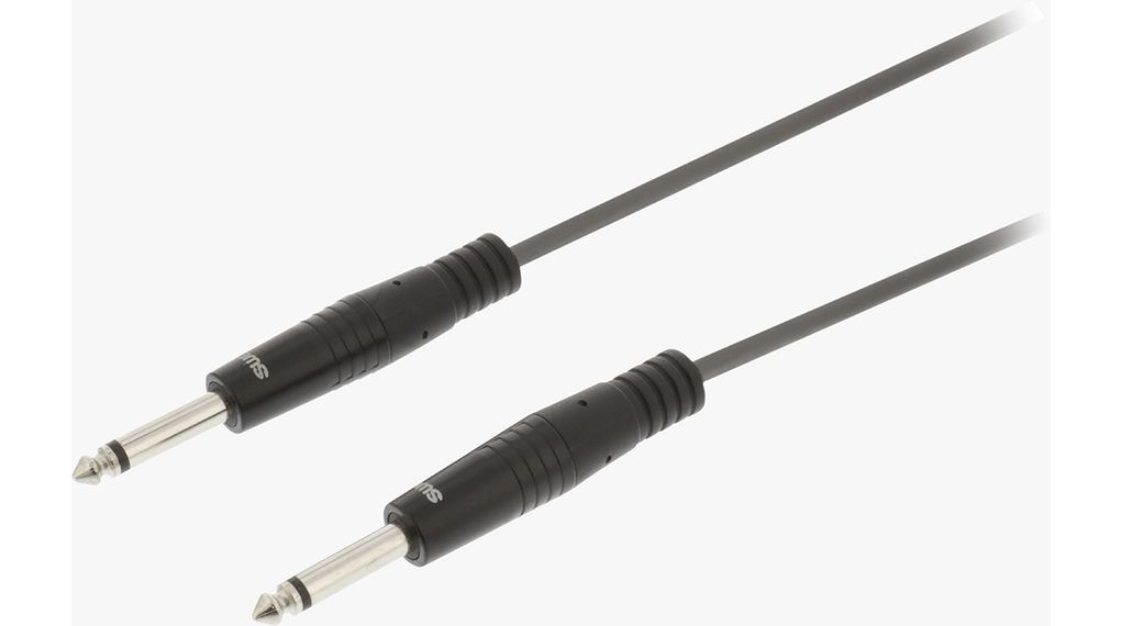 Audio Cable, Mono, 6.35 mm Jack Plug - 6.35 mm Jack Plug, 5m