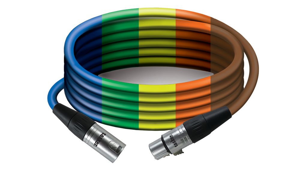Audio Cable, Mono, XLR 3-Pin Socket - XLR 3-Pin Plug, 6m