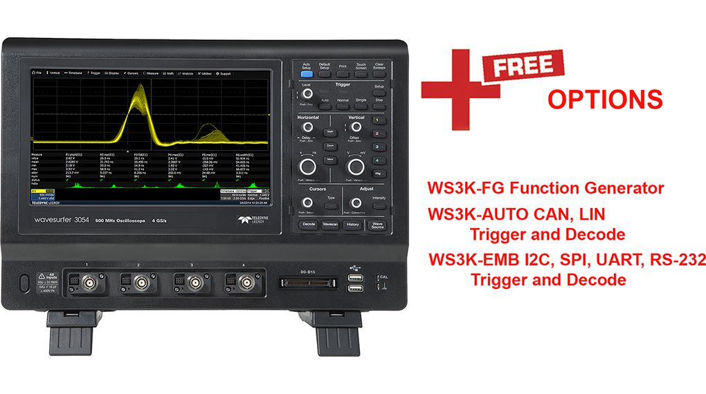 Osciloskop WaveSurfer 3000x 200MHz 4GSPS Ethernetový port / USB / GPIB / Port pro externí monitor