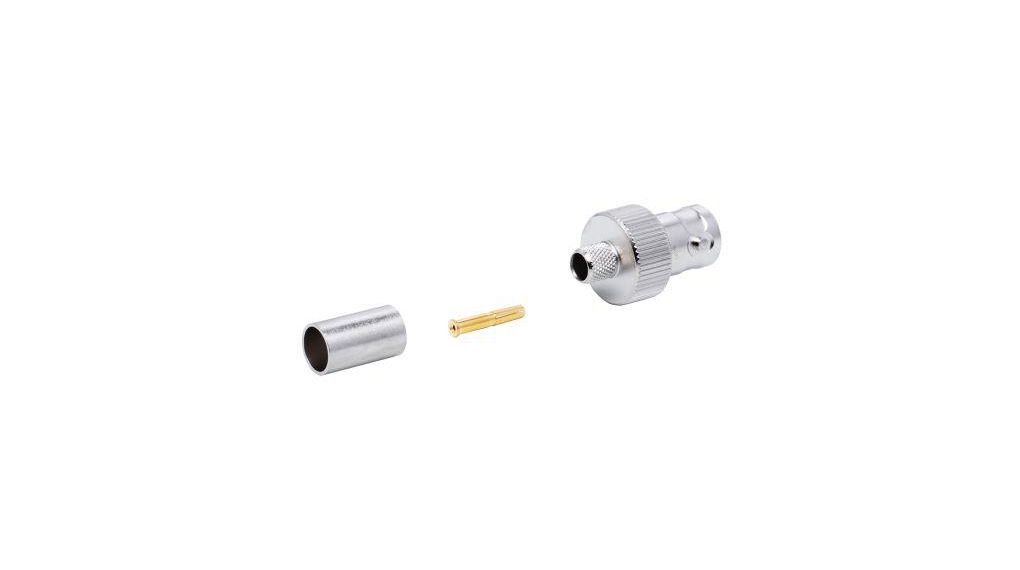 jack Cable Mount BNC Connector, 75Ohm, Crimp Termination, Straight Body
