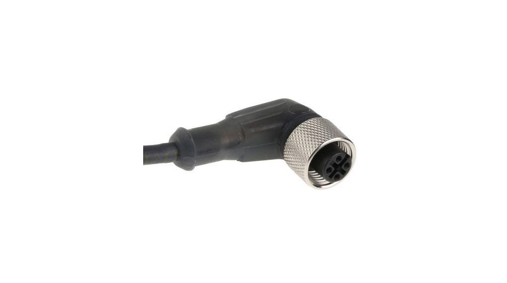 Right Angle Female 4 way M12 to Unterminated Sensor Actuator Cable, 10m