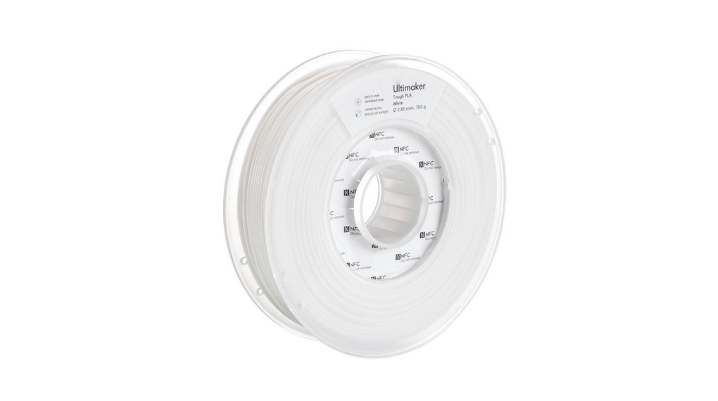 3D Printer Filament, Tough PLA, 2.85mm, White, 750g