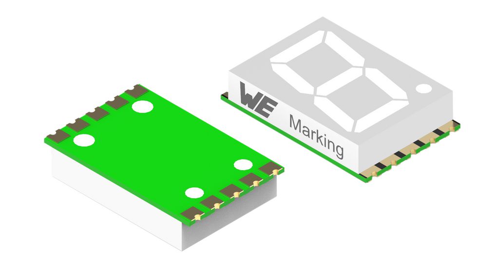 7-Segment LED Display WL-S7DS Green 14.2mm 570nm 35mcd 2.6V SMD Common Cathode