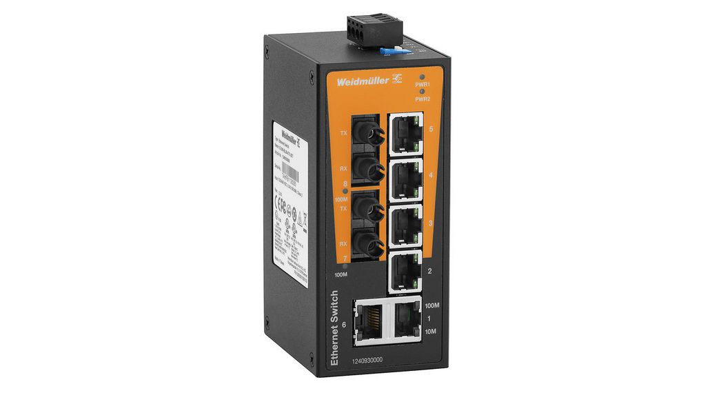 Ethernet-Switch, RJ45-Anschlüsse 6, Glasfaseranschlüsse 2ST, 100Mbps, Unmanaged
