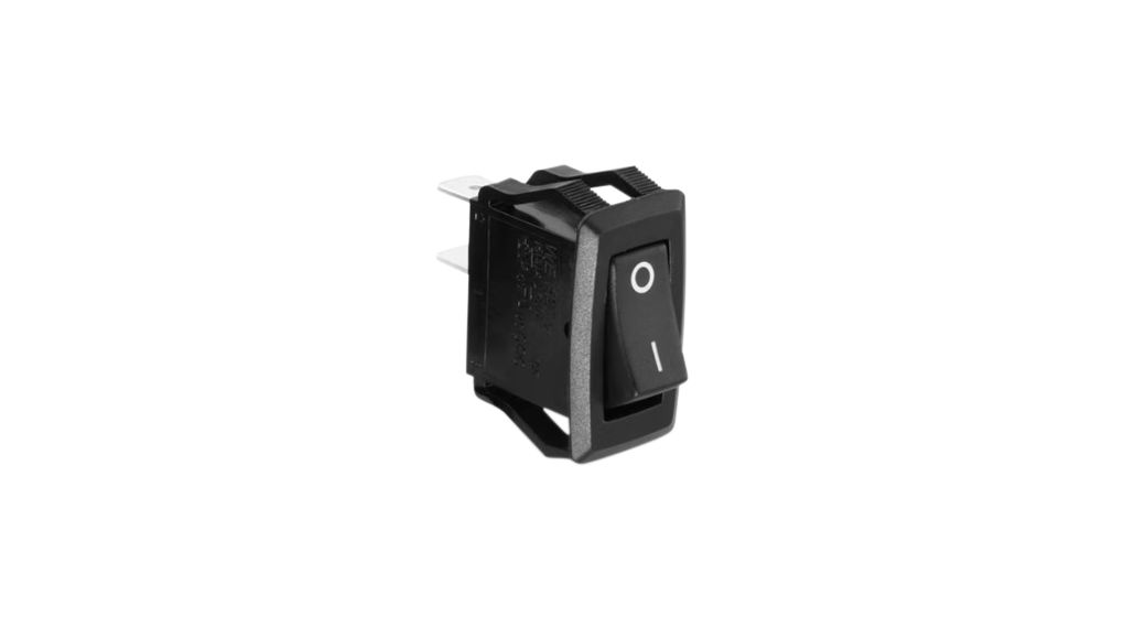 Rocker Switch, 28V, 16 A, NO, 250V, ON-OFF, IP40, Black