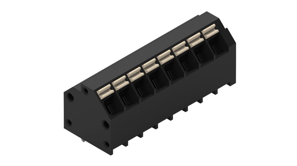 PCB Terminal Block for Reflow Soldering, 3.81mm Pitch, 45 °, Push-In, 9 Poles