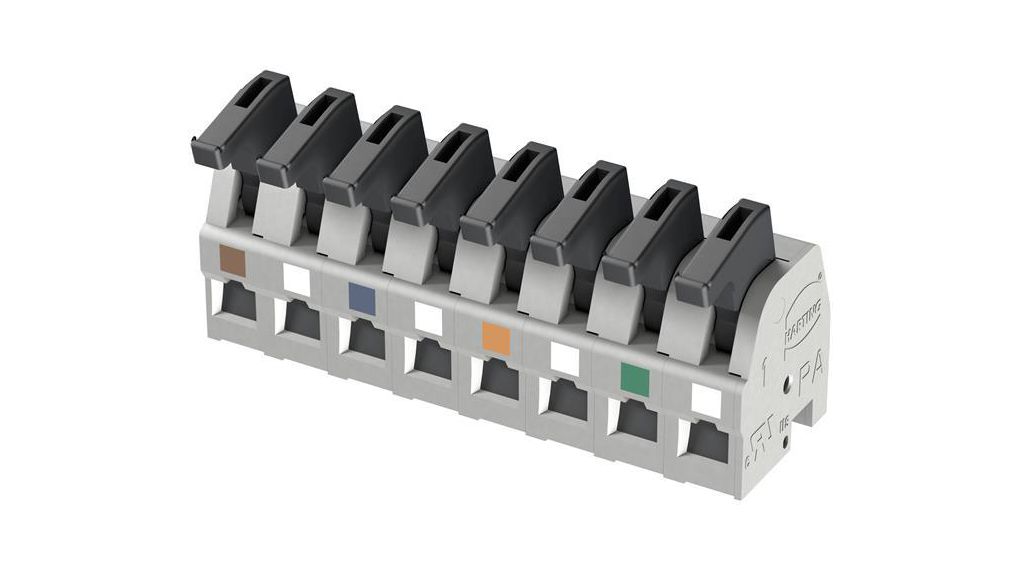 Har-Flexicon Series PCB Terminal Block, 8-Contact, 5 mm Pitch, 1-Row, 5mm Stiftavstånd, Fjäderklämma Poler