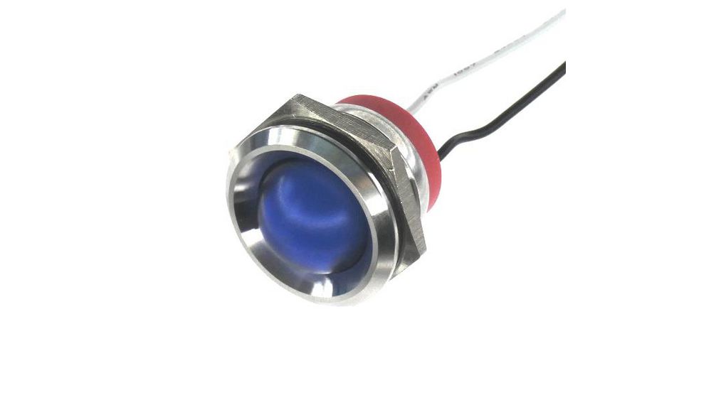 PL22SL Series Stainless Steel Panel LightBlue Panel LED, Wire Termination24 V, IP6722 mm