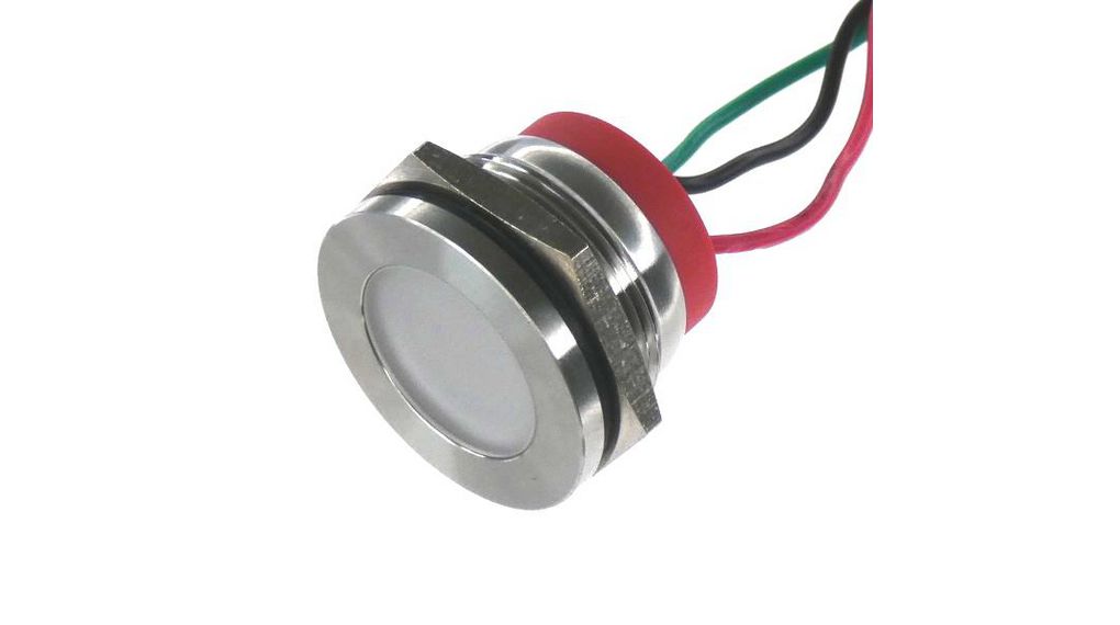 PL22SL Series Stainless Steel Panel LightGreen, Red Panel LED, Wire Termination12 V, IP6722