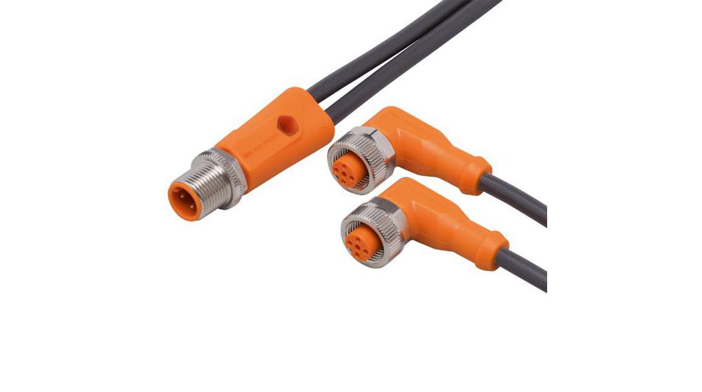 ifm electronic Male 5 way M12 to Female 5 way M12 Communication Cable, 5 m, Droit Conducteurs, 5m, IP65 / IP67 / IP68 / IP69K, Noir