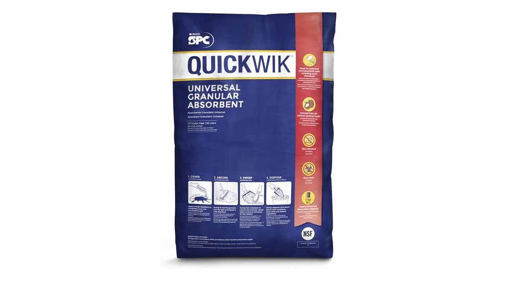 Brady Spill Absorbent Absorbent for Spill Control Use, 26 L Capacity, 1Bag per Pack