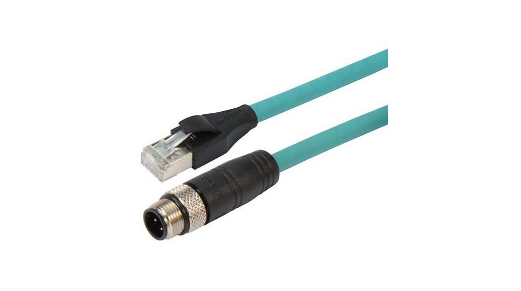 TRG, 10 m, Green M12 to Male RJ45 Male, Copper Braid Polyvinyl Chloride Sheath, Ethernet, 10m, Vert